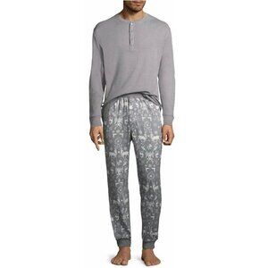 Men's North Pole Trading Company Deer 2 Piece Pajama Set, Grey, S
